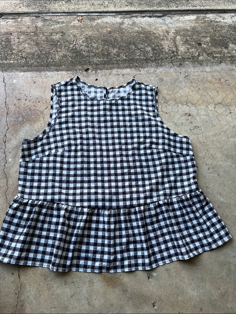 Black and White Gingham Peplum Top